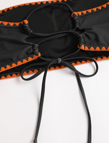 Image of ZAFUL Women Strapless Textured Bandeau Bikini 2 Piece Swimwear Cheeky Solid Lace up Bathing Suits