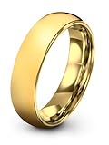 Charming Jewelers Tungsten Wedding Band Ring 5mm for Men Women Comfort Fit 18K Yellow Gold Plated Plated Domed Polished Size 12