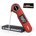 Instant Read Meat Thermometer, GrillBliss USB-C Rechargeable Digital Food Thermometer with 0.5s Fast Read & ±0.5? Accuracy, VA LCD Display, Cooking Thermometer for BBQ, Grill, Candy, Brewing