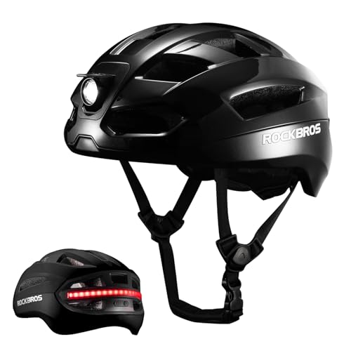 ROCKBROS Smart Bike Helmet with Remote Control, Taillight and Headlight, for Adults, 58–60 cm