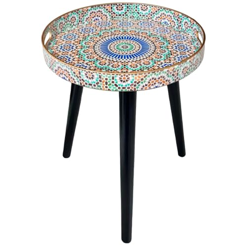 Simmer Stone Tables d'appoint d'intérieur rondes avec 3 pieds amovibles en bois, table à plateau polyvalent, parfaite pour la table basse ronde, le thé et...