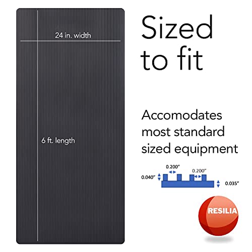 Resilia Utility Runner- 24 Inch Wide Black Plastic- Embossed Wide Rib Pattern  - Tool Box Liner, Garage Drawer & Shelf Organization, Workbench Storage, Made In The Usa, 24 Inches X 6 Feet, Black #TOP4