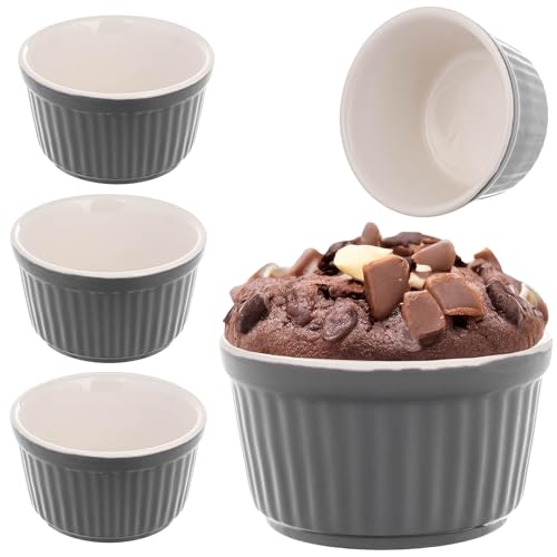 KADAX Soufflé - Juego de 3 moldes para horno (9 cm de diámetro), color gris