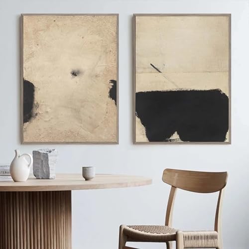 Images murales art abstrait noir et brun | Toile 70 x 90 cm pour chambre à coucher