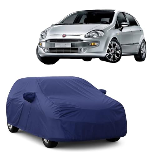 Image of Car Body Cover Compatible with Fiat Punto | Water, Dust & UV Protection | Mirror Pockets | Elastic Grip | Triple Stitch Punto Car Cover (Blue)