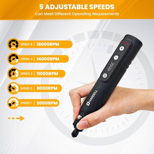 Image of HARDELL Mini Cordless Rotary Tool 4V, 5-Speed Rotary Tool with LED Light, 2000mAh Battery, Multifunctional Carving Tool Cordless Kit for Sanding, Polishing, Drilling, Small DIY Projects