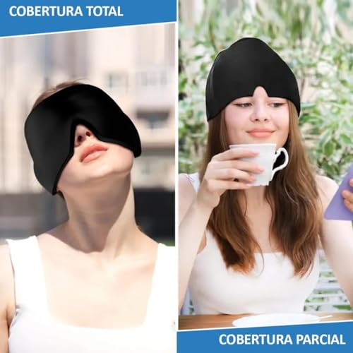Touca Tapa Olhos Gel 180º Flexível Compressora Manta Térmica Máscara Gel Sólido Gelado ou Quente Par
