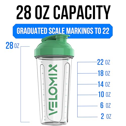 Image of VELOMIX -3 PACK- 28 oz Protein Shaker Bottle for Protein Mixes - 3x Wire Whisk | Leak Proof Shaker Cups for Protein Shakes | Stackable Protein Shaker Bottle Pack (C5) Turquoise /Clear