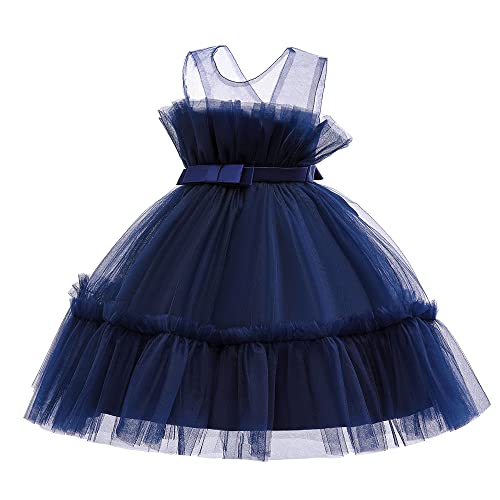 Flutter Sleeve Baby Girl Baptism Christening Ball Gown Dresses Toddler Wedding Bridesmaid Christmas Lace Tutu Formal Dress 7T 8T Navy Blue 140 #TOP1