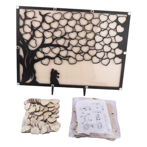 MsaHeuto ゲストブック 木製 ハート型 記念品 サインボード オーナメント フレーム 創造的 装飾 結婚式 パーティー 記念日 ブライダルシャワーに適用 40cmx30cmx4cm