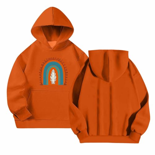 Girls Casual Long Sleeve Hoodies Oversized Cute Sweatshirts Soft Pullover Tops with Fleece Pocket 3-14 Years2