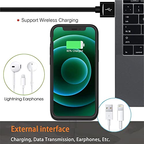 Aftryougo Battery Case Compatible With Iphone 12 Mini(5.4“), 8000Mah Portable Rechargeable Battery Pack, Wireless Charging Case Extended Battery Charger Case For Iphone 12 Mini(Zhx-639)-Black #TOP3
