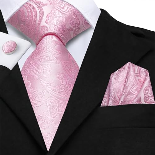 Image of Hi-Tie Men's Tie Sets Silk Paisley Striped Necktie Pocket Square Cuff-links Sets Wedding Business Holiday