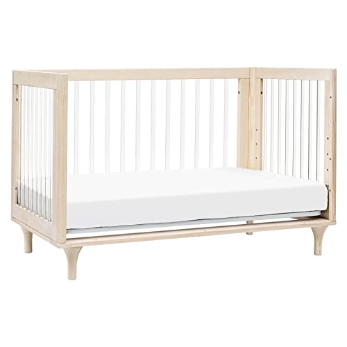 Babyletto Lolly 3-In-1 Convertible Crib With Toddler Bed Conversion Kit In Washed Natural/Acrylic, Greenguard Gold Certified #TOP4