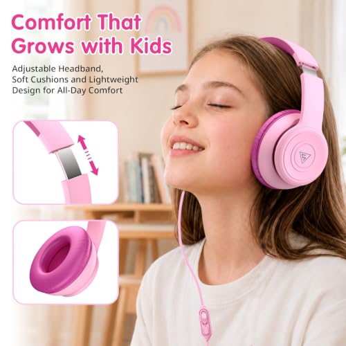 DOQAUS Kids Headphones Wired for School, 74/85/94dB Volume Limited with Mic