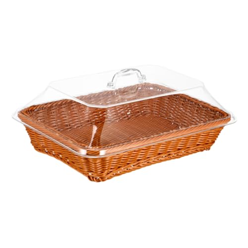 Cesta de ratán portátil de almacenamiento con tapa para pan 2