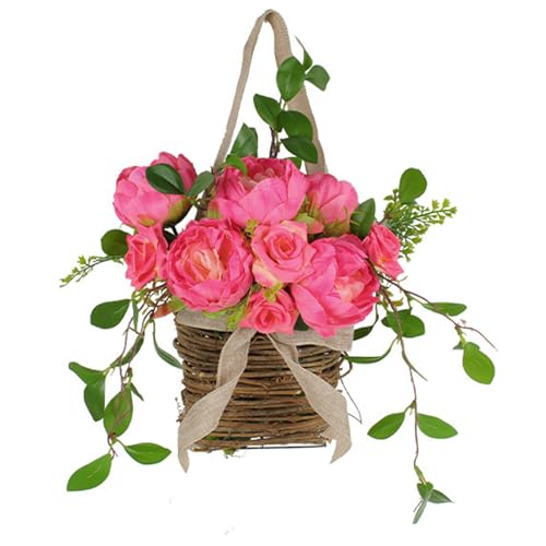 Décorations de couronne de roses et paniers de fleurs de printemps