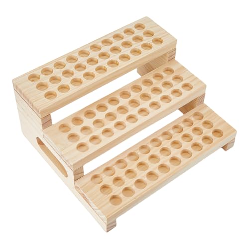 SUPERFINDINGS 1Ensemble Organisateur de Rangement D'Huiles Essentielles en Bois à 2 Niveaux Support à Rouges à Lèvres Étagère D'Exposition de Tubes Présentoir en Diamètre Intérieur 2.05 cm