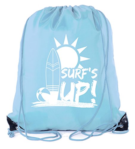 Mato & Hash Summer Pool and Beach Party Drawstring Backpacks - 10PK Baby Blue CA2500Summer S5