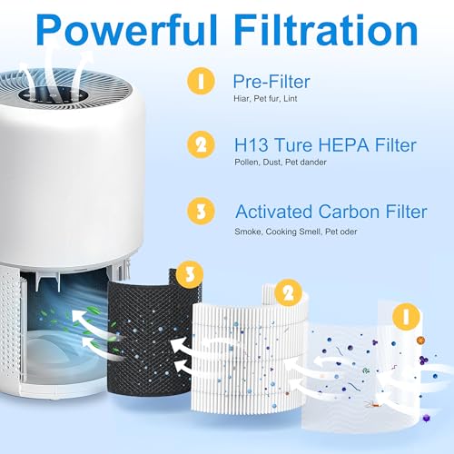 Image of Core 300 Replacement Filter for LEVOIT Core 300-P, Core 300S, Core 300, Core 300-RF, Core 300-RAC Air Purifier, 3-in-1 H13 True HEPA Filter Replacement, 2 Pack, White