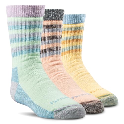 Farm to Feet Kid's Kittery Hike Full Cushion 3-Pack Socks (Niagra Blue, Large)
