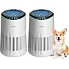 Air Purifiers for Bedroom Home with Sleep Mode for Smoke Pet Dander Odors, Small Air Purifier with Fragrance Sponge, Blue Ambient Light, 23dB Quiet, 2 Pack White