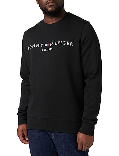 Tommy Hilfiger Felpa Uomo Tommy Logo Senza Cappuccio, Nero (Black), XXL