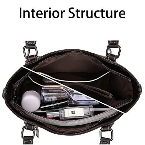 Iswee Leather Shoulder Bags For Women Satchel Bags Vintage Designer Crossbody Purses Tote Bags With Zipper Top-Handle (Coffee) #TOP6