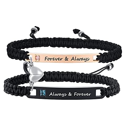 MEALGUET Personalized Couple Bracelet Customized Couple Bracelets Set Mutual Attraction Custom Name Relationship Bracelet Personalized Gift for Men Women, Handmade Cover