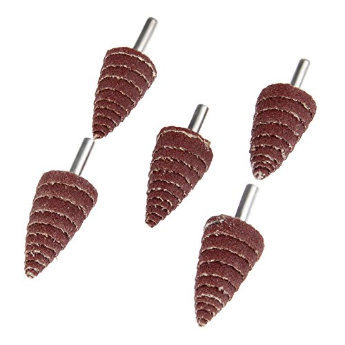 Dophee 5Pcs Cone Grinding Wheel, 240# Grit Cone Shape Flap Wheel, Abrasive Sandpaper Deburring Sanding Polishing Flap Wheel, 25X40X6Mm #TOP2
