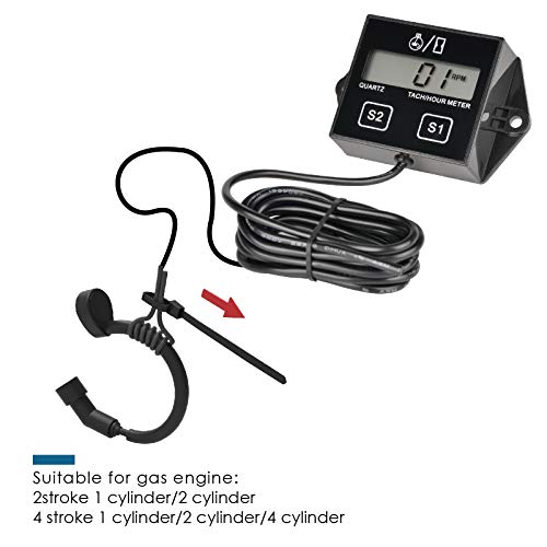 HonorMeet Digitaler induktiver Betriebsstundenzähler, Erinnerung an Wartungsintervalle, austauschbare Batterie für Gartentraktor, Generator, Benzin, Kompressor, Motorrad, ATV, Schneefräse