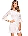Zeagoo Women's 3/4 Sleeve Lace Cocktail Party Above Knee Dress (Large, White)