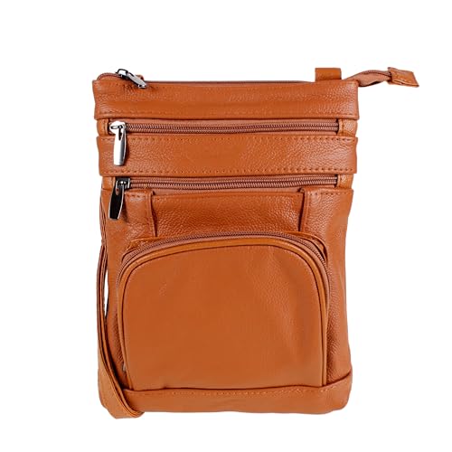 Sac à bandoulière en cuir souple pour femme avec poches multiples noirs