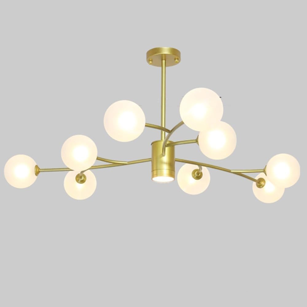 SDdPulse 9 Lights Mid Century Milk Glass Ceiling Light Sputnik Chandelier Industrial Compatible with Bedroom Dining Room Living Room Adjustable Chandeliers