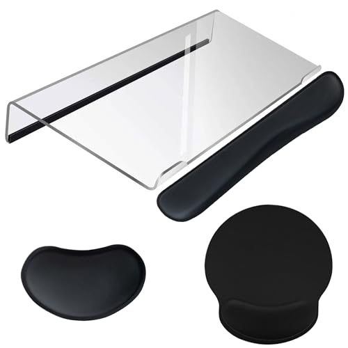 4pcs New Acrylic Tilted Computer Keyboard Stand with Mouse and Keyboard Wrist Rest Pad Computer Keyboard Holder Set for Office Desk,Home,School Supplies (Keyboard Stand)