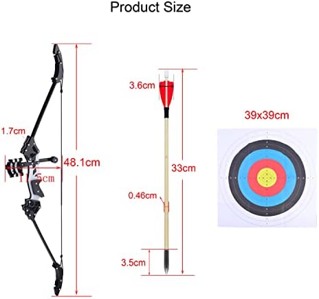SHARROW Mini Compound Recurve Bow and Arrows Set Pocket Bow with Arrow Target for Archery Outdoor Shooting