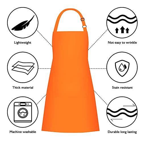 Jubatus 2 Pack 100% Cotton Aprons With 2 Pockets Cooking Chef Kitchen Adjustable Bib Apron For Women Men, Orange #TOP5