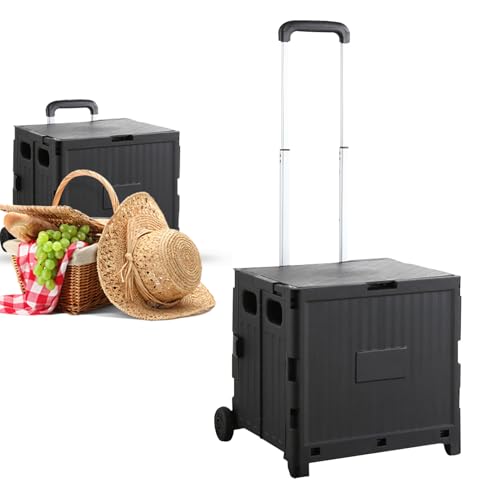 Carrito de camping | Carro de carros con ruedas plegable, cajas de camping resistentes para viajes a la playa, jardín, compras, agricultores, mercado, pesca