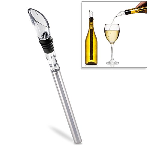Nutrichef Pwchlr10 Wine Bottle Chiller Rod-Stainless Steel Acrylic Beverage Chilling Aerating Pourer Metal Wand With Rubber Stopper, 0, White #TOP18