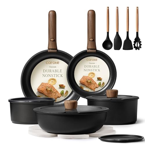 Comparison: Best Proline Pots And Pans 11 CAROTE 19pcs Pots and Pans Non Stick, Cookware Sets Detachable Handle, Induction Kitchen Pots and Pans,NonStick Cooking Set, Oven/Dishwasher/Fridge Safe, Space Saving
