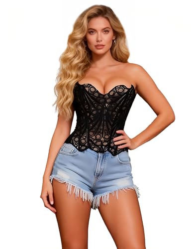 Lingerie gothique corset sous poitrine transparent avec ruban lacet réglable