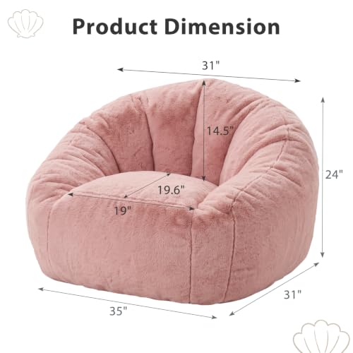 Image of HUGHEAVEN Medium Memory Foam Bean Bag Chair for Teens & Kids - 3ft | Fluffy Floor Chair Lounger, Cozy Faux Fur Reading Nook Chair, Comfy Beanbag Sofa Couch, Floor Seating Foam Seat with Filler
