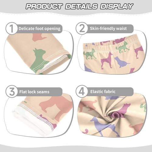 Childish Pattern with Cute Dogs Girls Leggings,Workout Leggings for Girls Toddler Athletic Leggings Size for 3-10T3