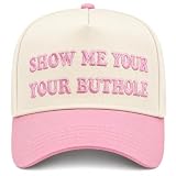 Show Me Your Butthole Funny Trucker Hats Embroidered Vintage Snapback Hat for Women and Men Gag Gifts Baseball Cap