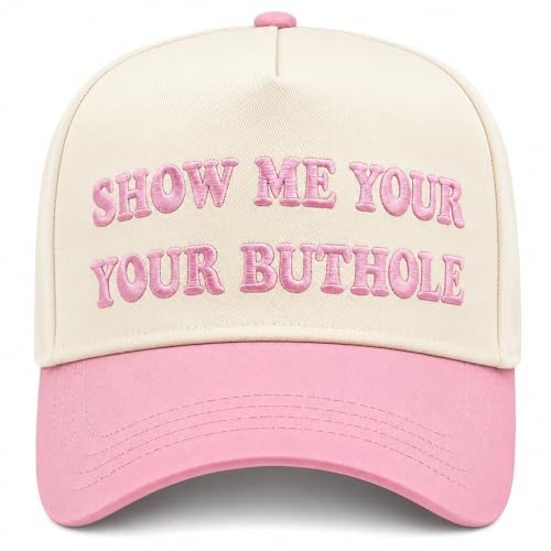 Show Me Your Butthole Funny Trucker Hats Embroidered Vintage Snapback Hat for Women and Men Gag Gifts Baseball Cap