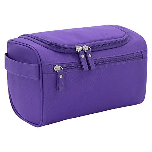 Buruis Travel Toiletry Bag for Men and Women, Hanging Toiletry Organizer Cosmetics Makeup Bag, Water-resistant Dopp Kit Shaving Bag, Small Toiletry Bag for Travel Essentials, Accessories (Purple)