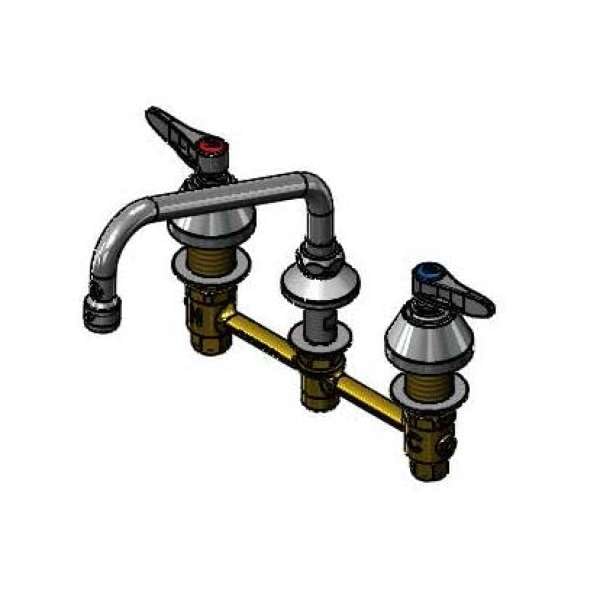T&S Brass B-2855-060X Lav Faucet, Concealed Body, 8" Centers, Compression Cartridges, Lever Handles, 8" Swing Nozzle, 2.2 GPM