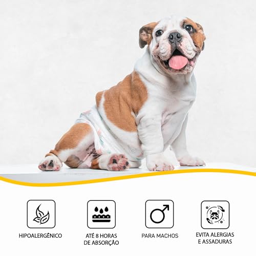 DOG’S CARE Fralda Descartável Para Cães Machos - Fralda Absorvente Para Cachorros Idosos e Filhotes