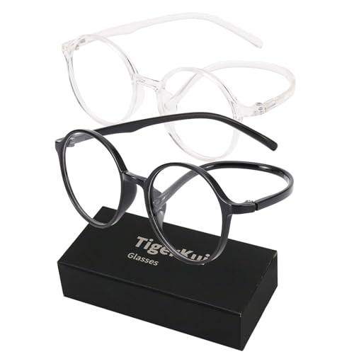 Image of Round Blue Light Glasses for Men and Women - Computer Glasses for Eye Strain - W. Anti-glare Coating - TR90 Frame - 2 Pack