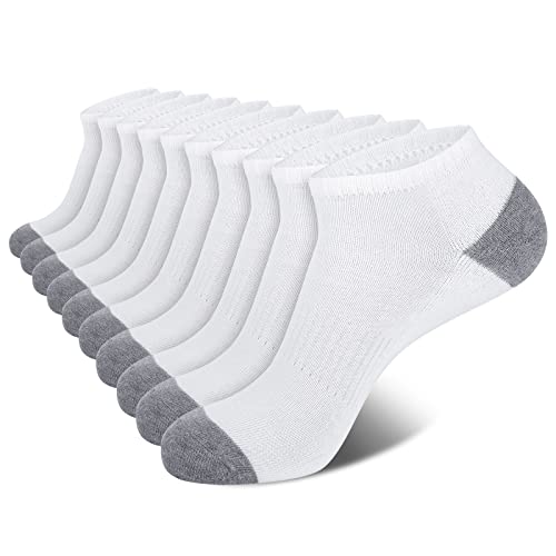 Eallco 10 Pairs Mens Ankle Socks Low Cut Socks For Men Short Socks Size 10-13 White #TOP9